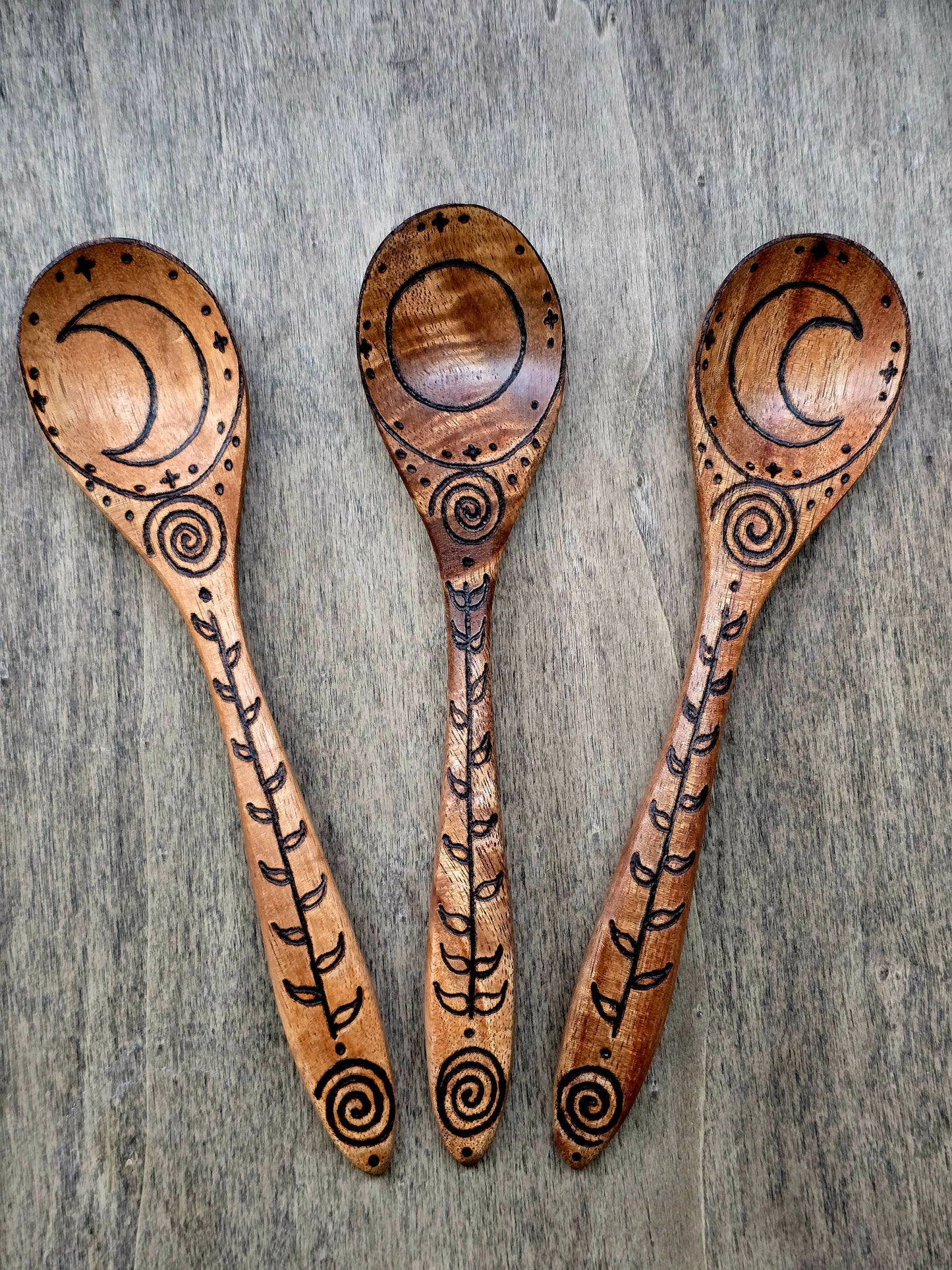 Triple Moon Ritual Spoon Set | Celestial Variant