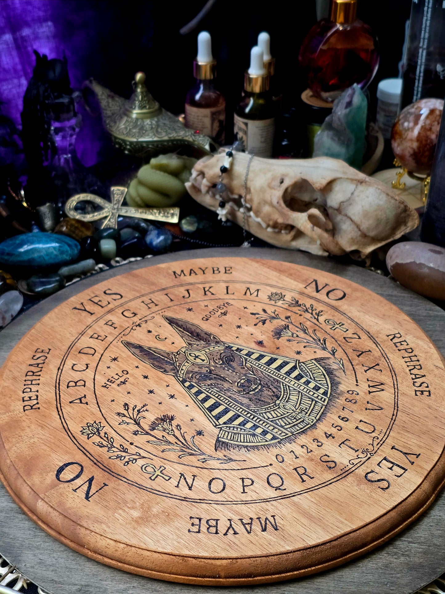 Anubis Pendulum Spirit Board | Handburned Divination Board