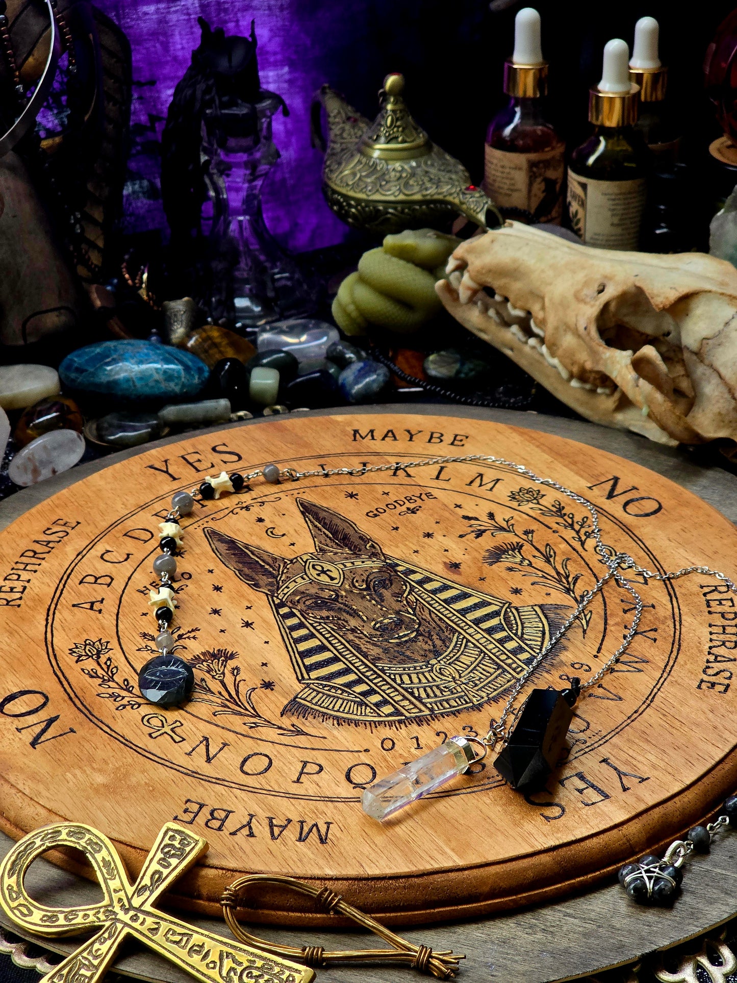 Anubis Pendulum Spirit Board | Handburned Divination Board