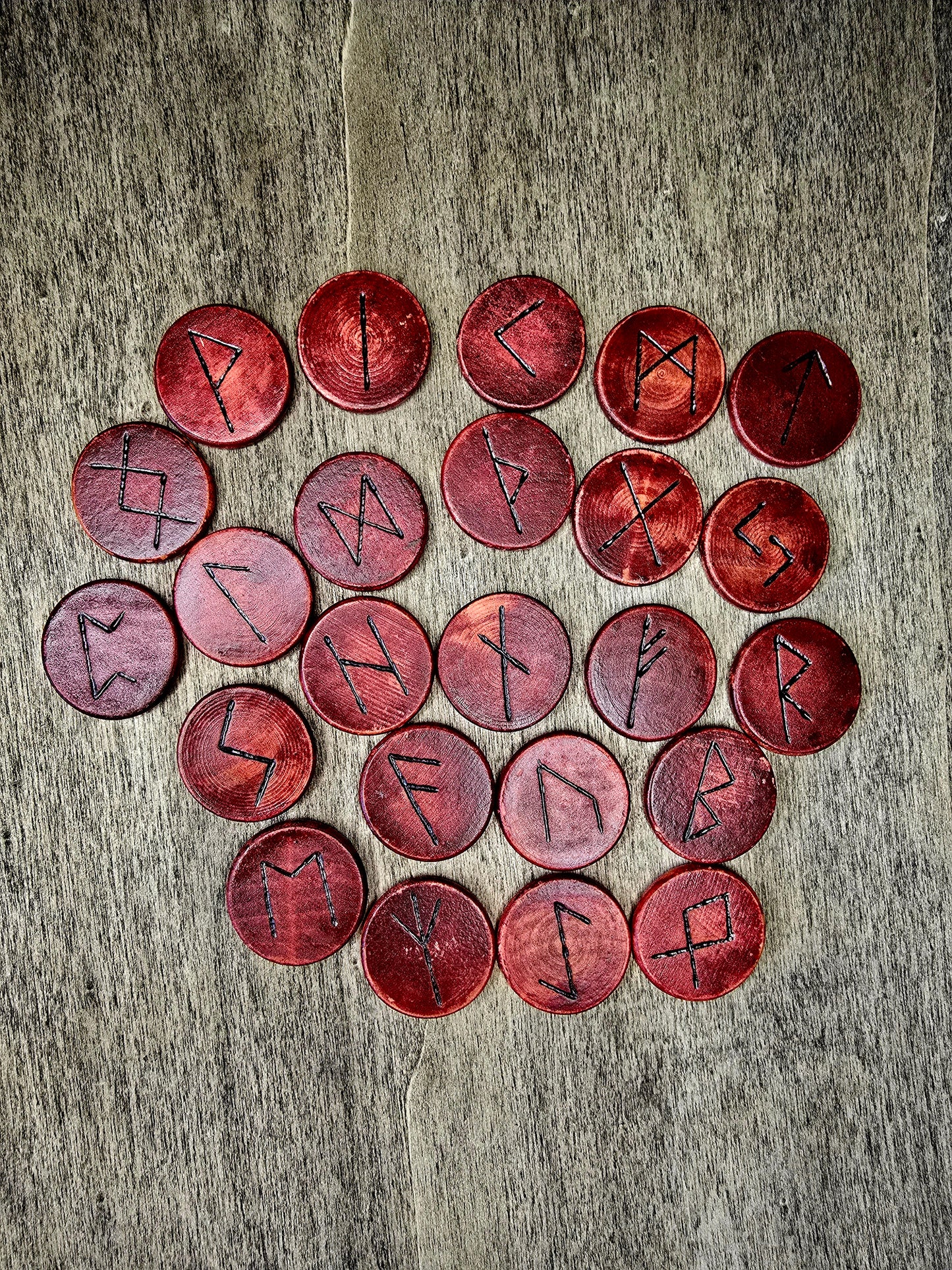 Elder Futhark Rune Set – Handcrafted Wooden Runes (24 Piece Set with Bag)