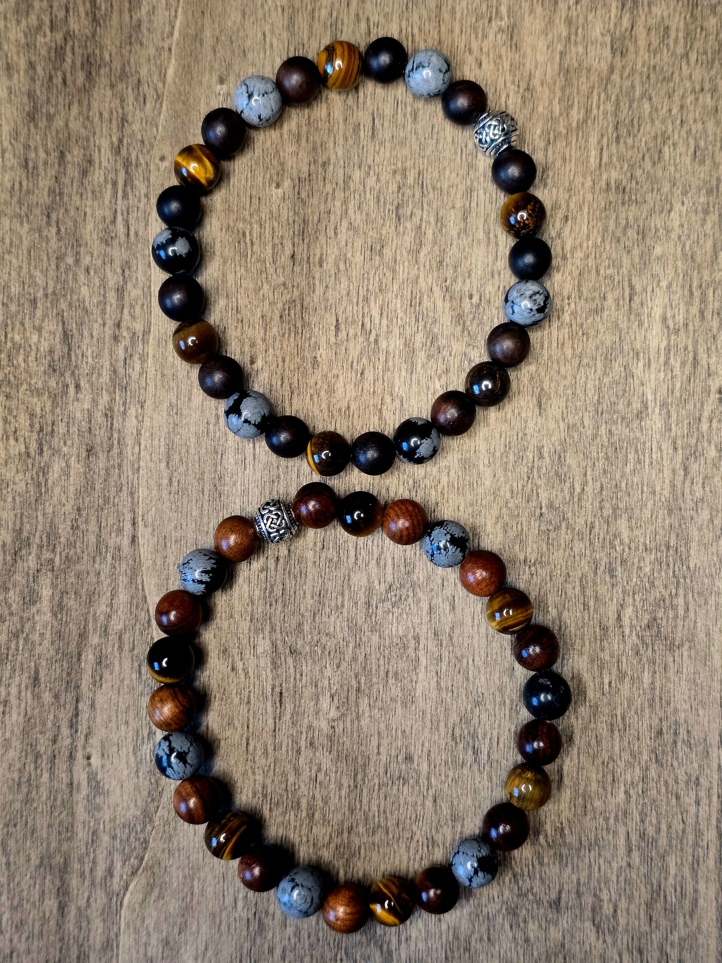 Snowflake Obsidian Bracelet Duo | Grounding & Stability