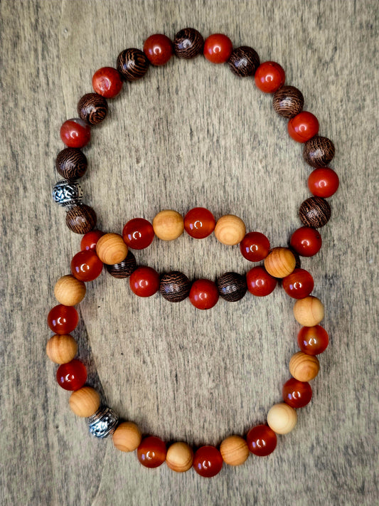 Red Jasper & Carnelian Bracelet Duo | Strength & Momentum