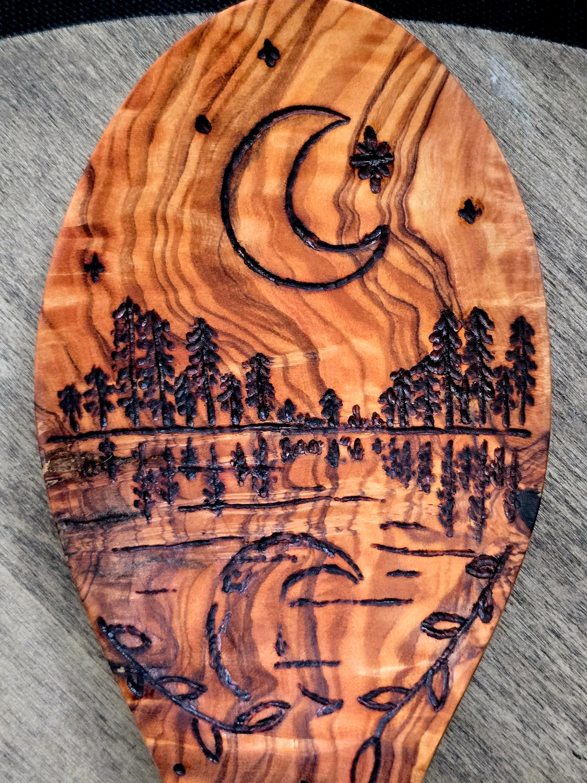 Between Moon and Water Kitchen Witch Spoon | Olive Wood