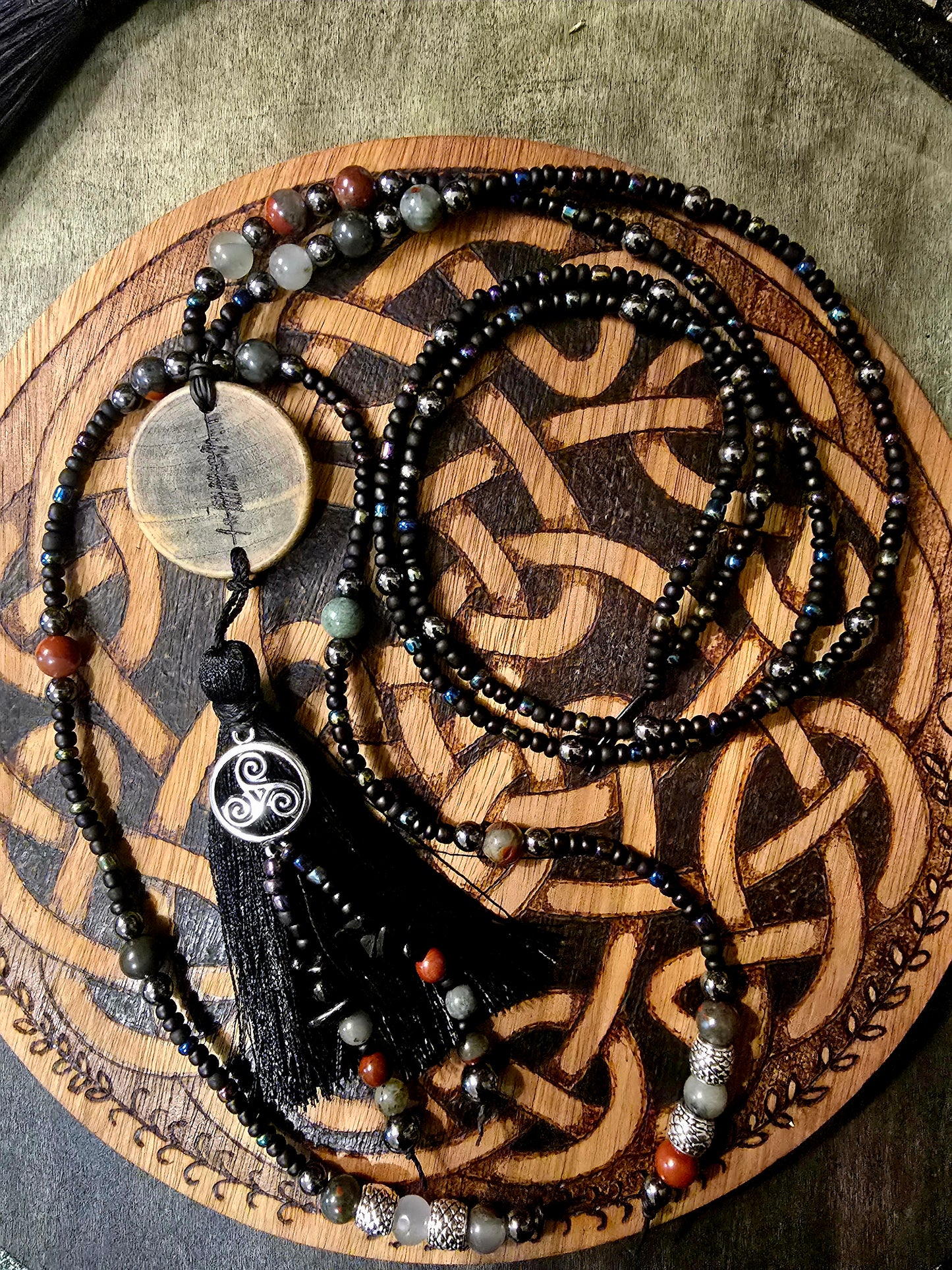 Morrígan’s Sovereignty Talisman - Bloodstone & Hematite Ritual Necklace