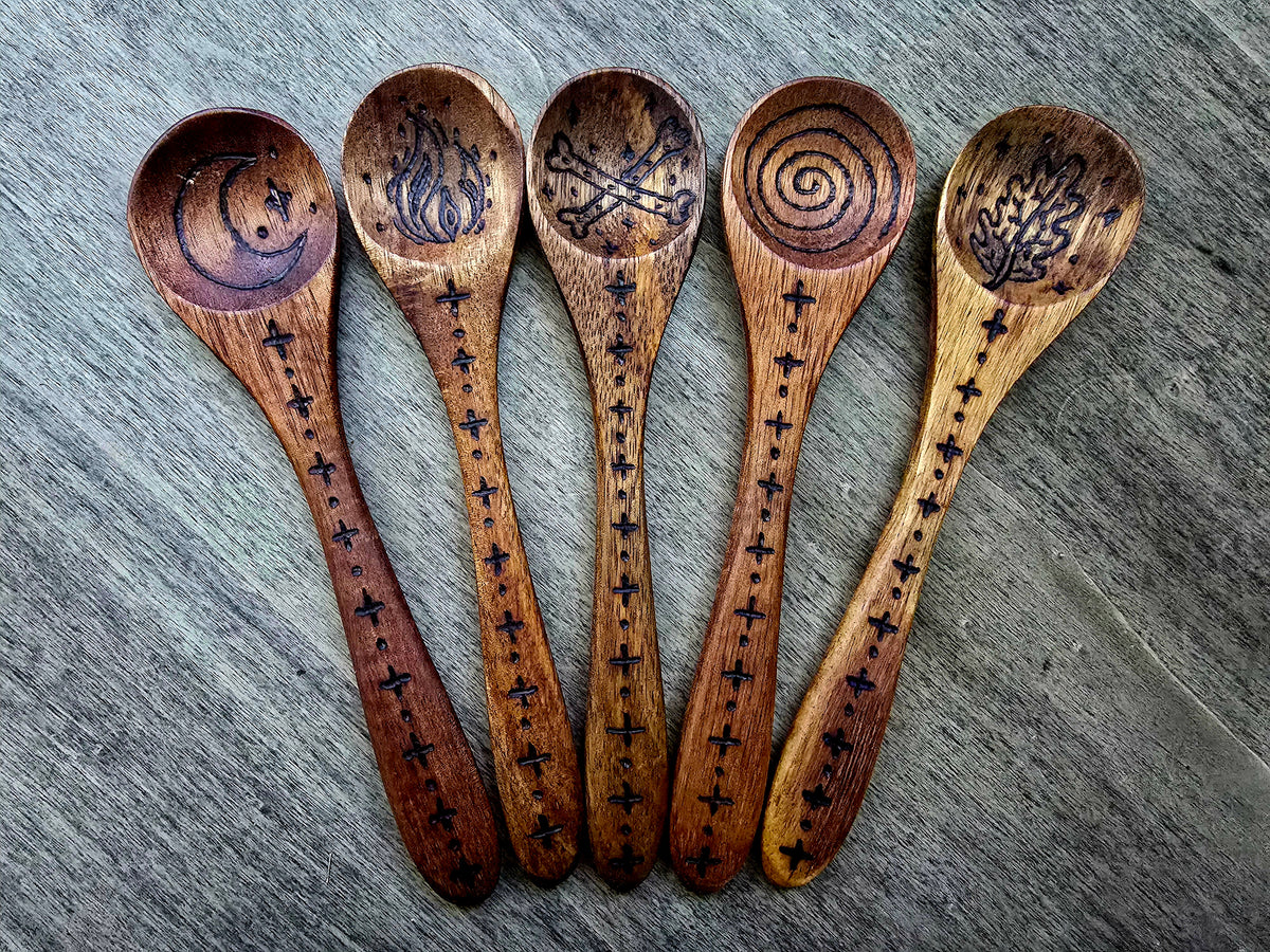 The Samhain Five | Hand-Burned Ritual Spoon Set