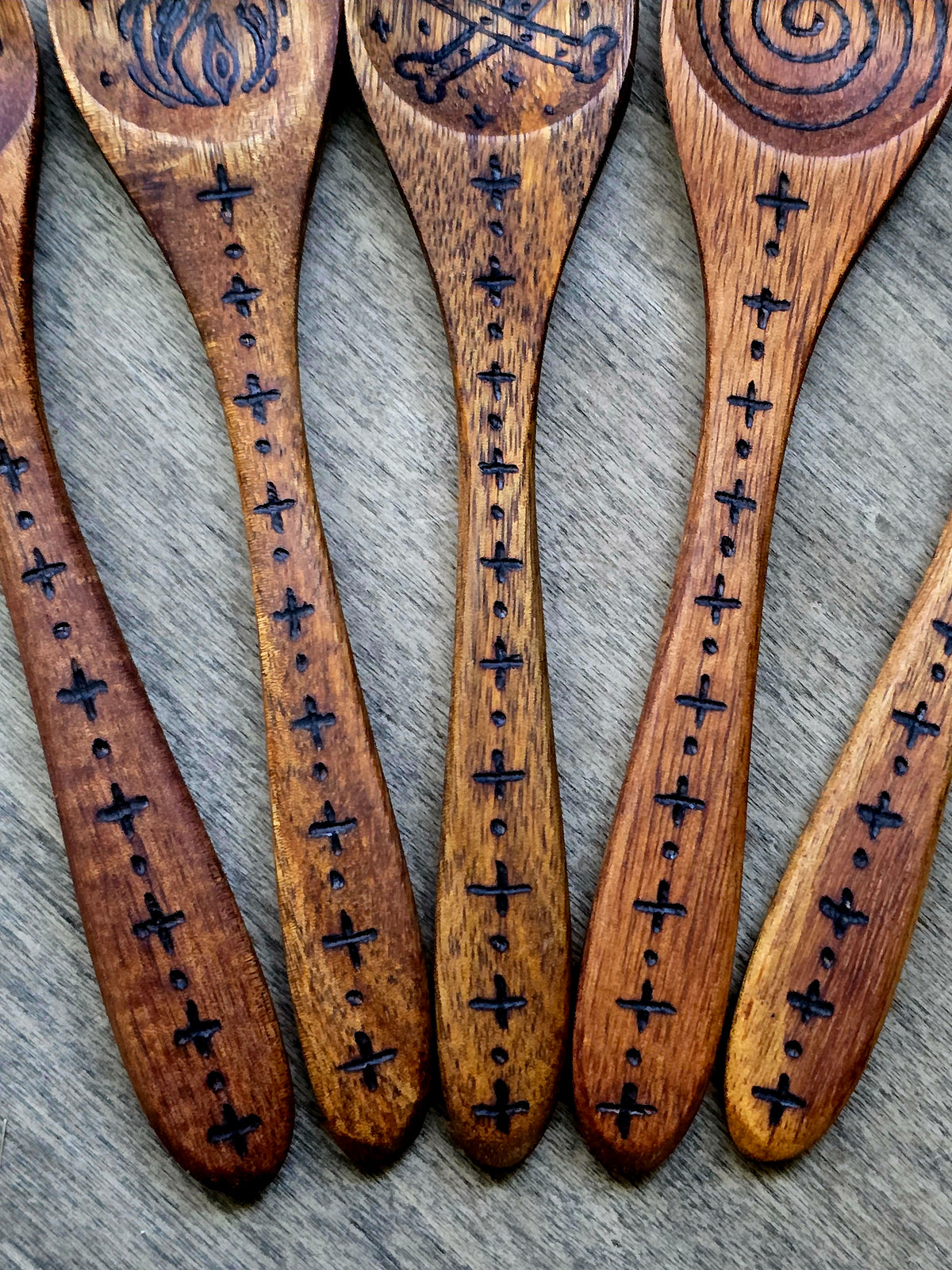 The Samhain Five | Hand-Burned Ritual Spoon Set