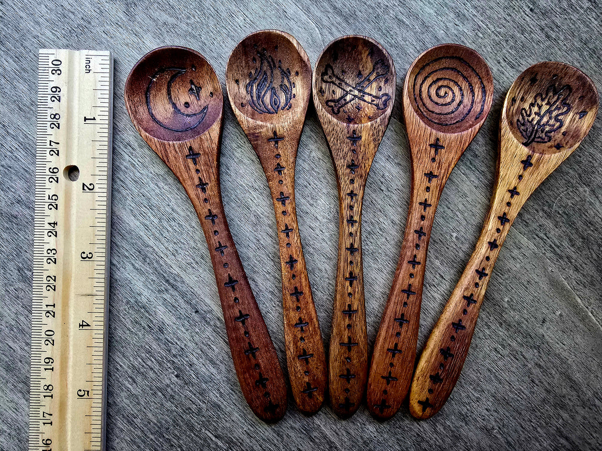 The Samhain Five | Hand-Burned Ritual Spoon Set