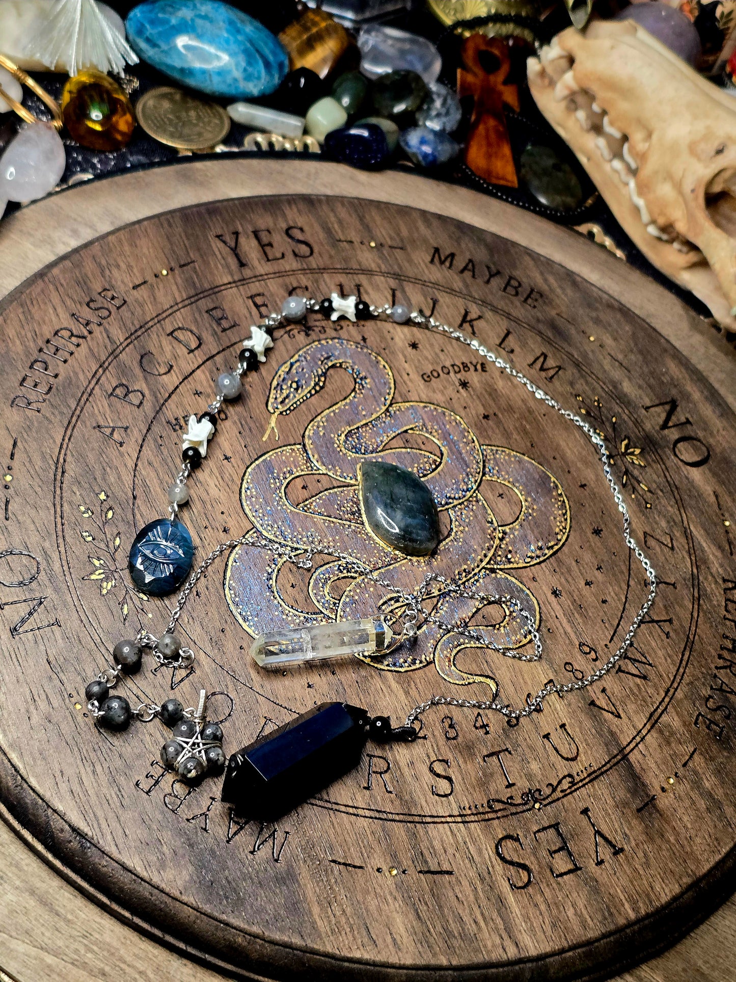 Serpent Gate Pendulum Spirit Board | Handburned Divination Board