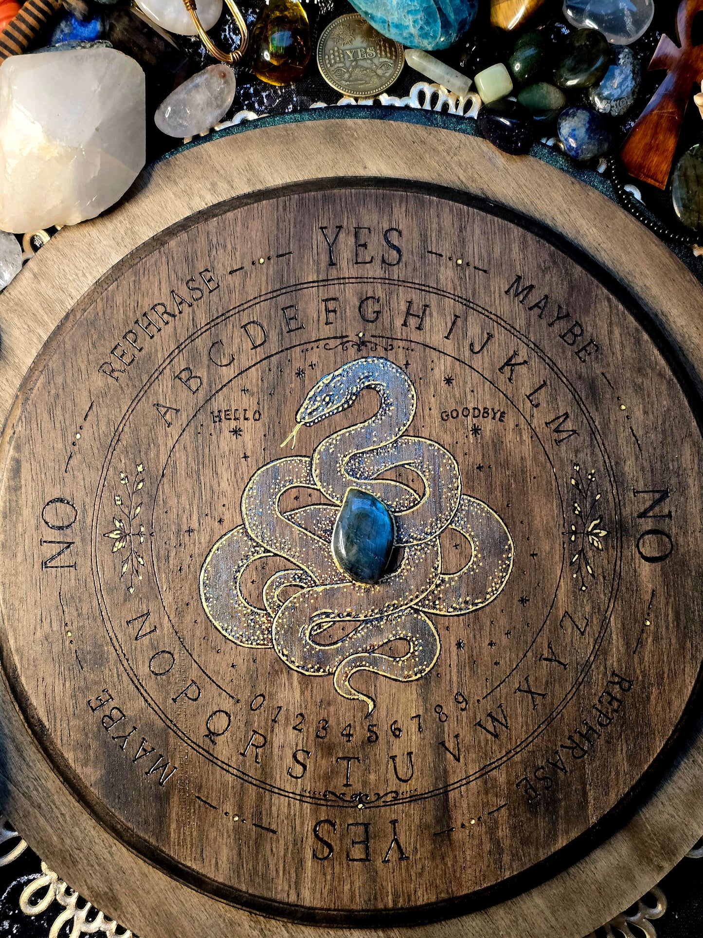 Serpent Gate Pendulum Spirit Board | Handburned Divination Board