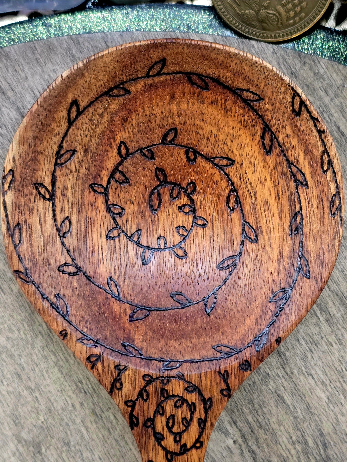 Verdant Spiral Kitchen Witch Spoon