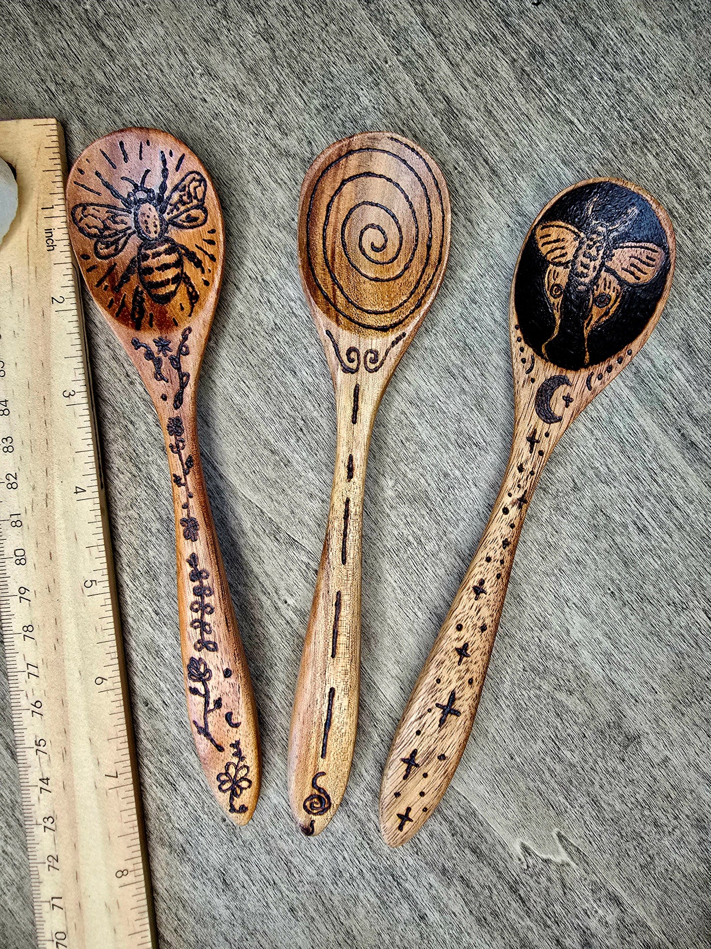 Ritual Spoon Set | Honeybee, Spiral, and Moth Trio