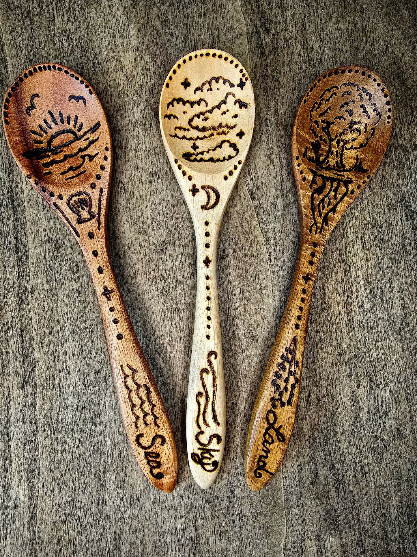 Sea, Sky, and Land Ritual Spoon Set