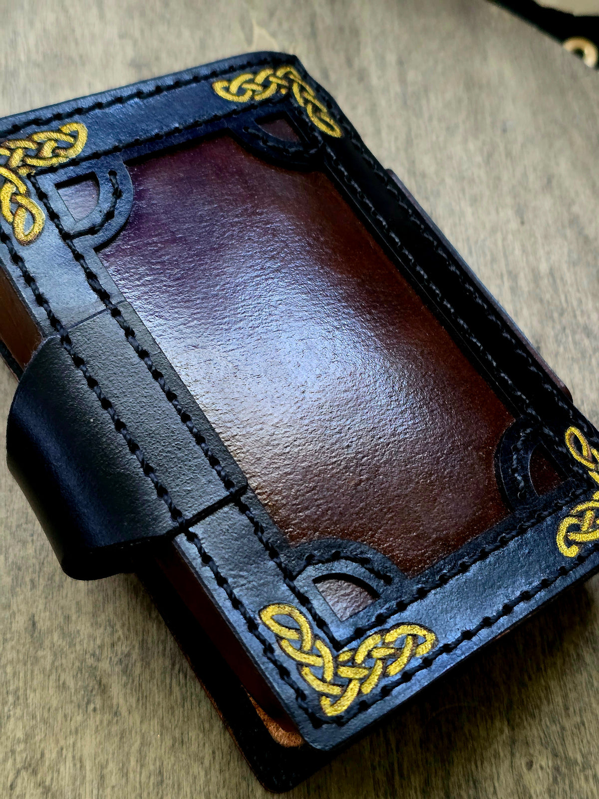 Celtic Triskele Leather Tarot Card Holder
