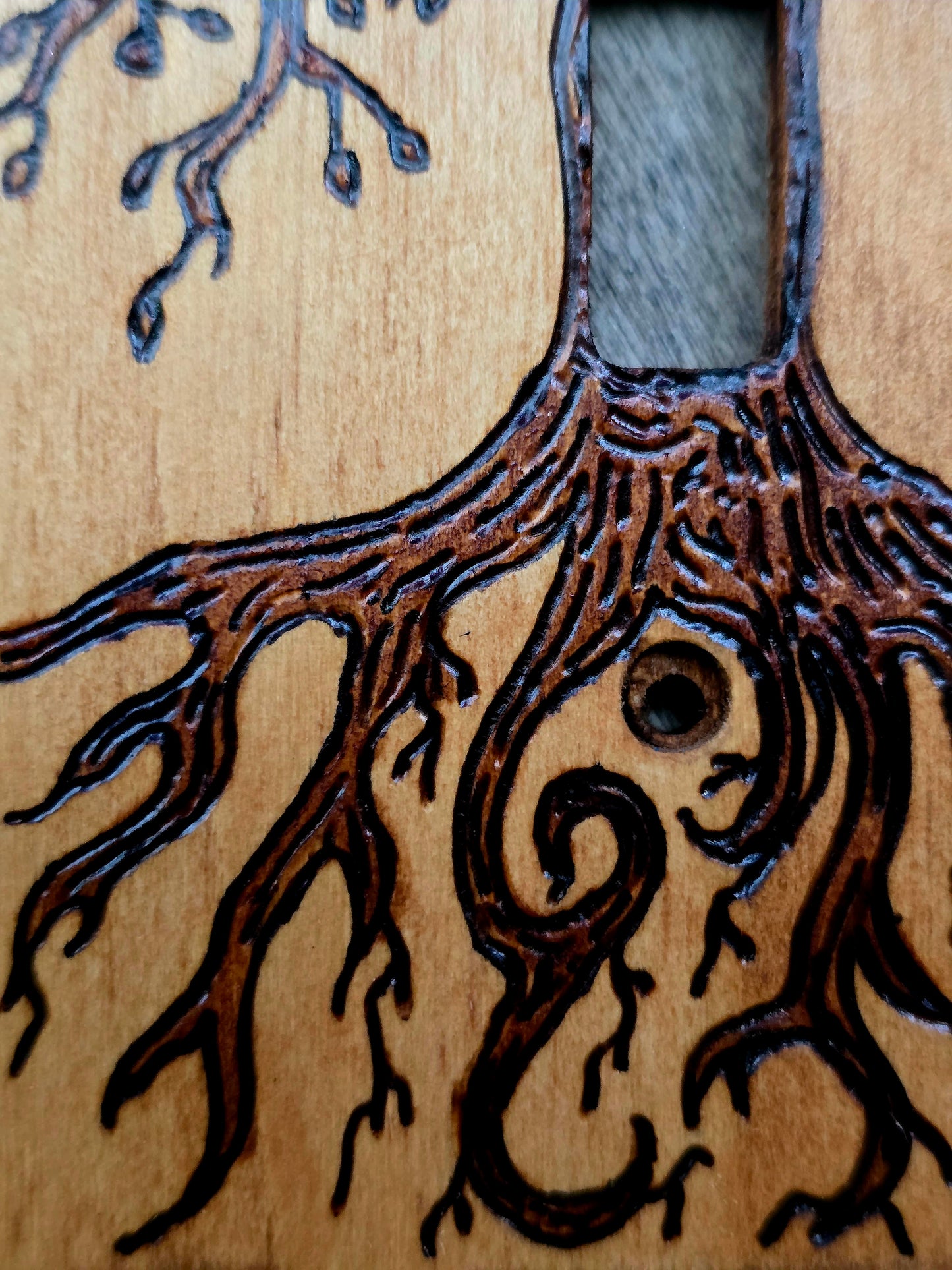 Tree of Life Hand-Burned Wooden Light Switch Cover