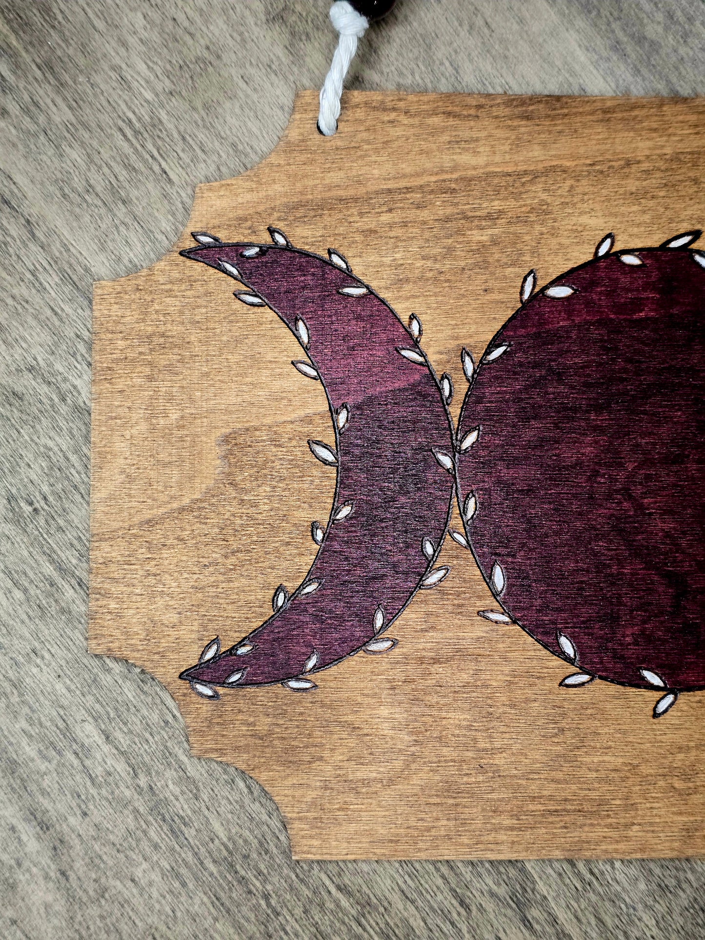 Botanical Triple Moon: Handcrafted Wall Sign