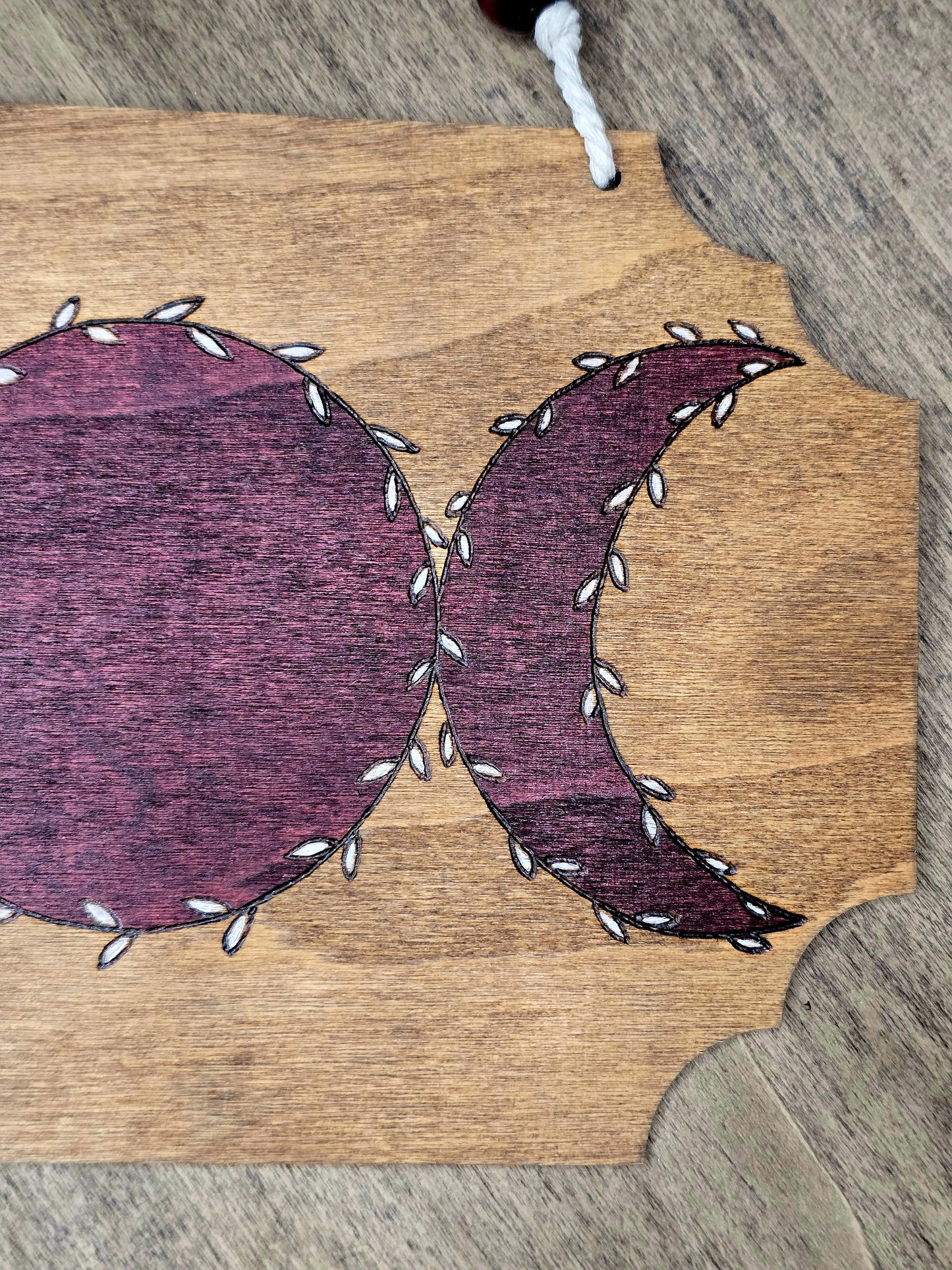 Botanical Triple Moon: Handcrafted Wall Sign